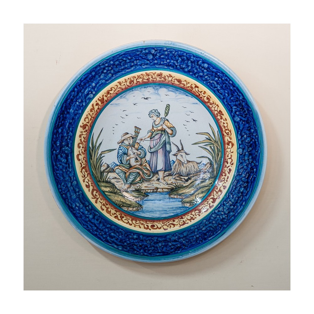 Blue Band Glazed Colored Ceramic Dish